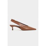 NİŞANTAŞI SHOES Lunix Taba Mat Sivri Burun Slingback İnce Topuklu Kadın Ayakkabı