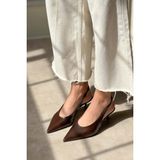 Nişantaşı Shoes Melvin Kahve Desenli Mat Bilek Lastik Detay Kadın Topuklu Ayakkabı - Kahve Mat