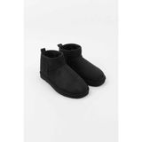 Nişantaşı Shoes Mini Siyah Süet Yarım Bot Içi Tüylü Kalın Taban Kadın Ayakkabı