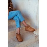 NİŞANTAŞI SHOES Mini Taba Süet Yarım Bot Içi Tüylü Düz Taban Kadın Ayakkabı