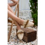 Nişantaşı Shoes Viana Taba Örgü Taba Bej Püskül Detaylı Kadın Terlik