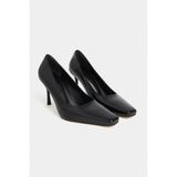 Nişantaşı Shoes Zivy Siyah Rustik Desenli Küt Burun Kalıp 7-8 cm Topuk Boyu Kapalı Topuklu Kadın Ayakkabı