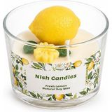 Nish Candles Limon Mum Dekorlu ve Limon Çiçeği Süslemeli Limon Kokulu Soya Mumu Yazlık & Bahar Ev Balkon Masa Süsü - Sarı