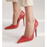 Nish N4292 Kadın Hakiki Deri Kasik Stiletto Ayakkabı - Kırmızı - Rugan