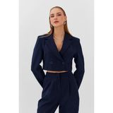 Nish&Chic Kadın Ceket Crop - L - Lacivert
