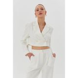 Nish&Chic Kadın Ceket Crop - M - Beyaz