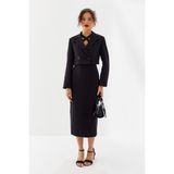 Nish&Chic Kadın Ceket Crop Siyah - L