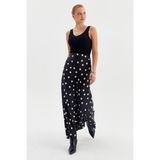 Nish&Chic Puantiyeli Maxi Saten Etek - Siyah - 40