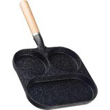 Nishev 3 Bölmeli Granit Döküm Tava Pancake Yumurta Mücver Omlet Tavası - Siyah