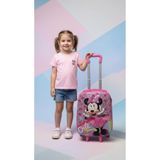 Nishev.com Evini Sev Karakterli Kız Çocuk Pembe Kabin Boy Çekçekli Valiz