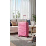 Nishev.com Evini Sev Premium Ultra Dayanıklı Kabin Boy Valiz - Pembe | %100 Saf Pp Kırılmaz - Renkli