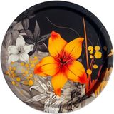 Nishev Dekoratif Metal Yuvarlak Tepsi 35 cm / Özel Tasarım - Siyah