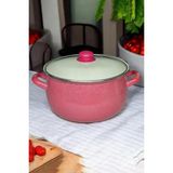 Nishev Emaye Derin Bombeli Yoğurt Tenceresi 24 Cm 5.5 Litre - Kırmızı