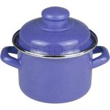 Nishev Emaye Mini Bebek Mama Yemek Yumurta Haşlama Derin Tencere 12CM (900 Ml) - Mavi