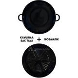 Nishev Hanımeli Emaye Kavurma Saç Tava + Közmatik 28CM - Siyah