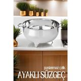 Nishev Lüx Çelik Ayaklı Süzgeç 25 cm (Makarna & Pirinç Süzgeci) - Gümüş