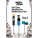 NISHMAN Sert Tutuş Mat Efekt Saç Şekillendirici Set 3 In 1/05 Saç Sprey ,m4 Wax Ve Fön Suyu