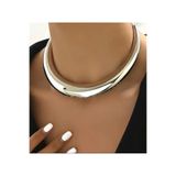 NISHPOINT Gümüş Rengi Kalın Trend Chocker Choker Tasma Kolye