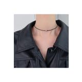 Nishstyle Gümüş Renk Top Boncuklu Siyah Güderi Choker Kolye