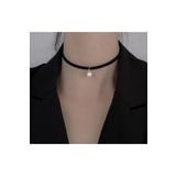 Nishstyle Inci Uçlu Siyah Güderi Ip Choker Kolye