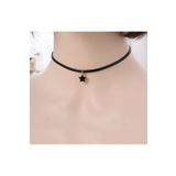 Nishstyle Siyah Yıldız Uçlu Siyah Güderi Ip Choker Kolye