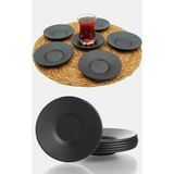 Nisibis Home 6'lı Siyah Mat Metal Çay Tabağı 11 cm Ebatında Sık ve Kullanışlı