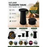 NİSİBİS HOME Katlanır Teleskopik Tabure 45 cm Ayarlanabilir Yükseklik 150 kg Taşıma Kapasiteli Taşınabilir Tabure