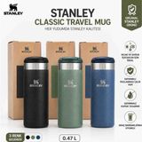 Nisibis Home Stanley Classic Travel Mug 0.47 L Paslanmaz Çelik Termos Bardak – Sızdırmaz Kapak, Sıcak & Soğuk Içecek, Siyah / Yeşil / Mavi Renk Seçenekleri