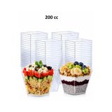 Niss 200 cc Şeffaf Kare Tatlı Kabı 20'li Paket | Plastik Sunum Kasesi, Magnolya, Muhallebi ve Cheesecake Kabı