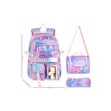 Niss Store Kore Kawai Şeffaflı Twill Kumaş Toz Pembe Desenli Kız Çocuk Okul Çantası Termal Beslenme Çantası ve Kalemlik