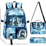Niss Store Kore Kawaii Roblox Temalı Erkek Çocuk Ilkokul Çantası Termal Beslenme Çantası ve Kalemlik Set - Mavi