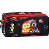 Niss Store Lisanslı Siyah-Kırmızı Go Kart Desenli 2 Cepli Kalem Kutusu