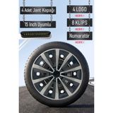 Nissan Jant Kapağı Seti 4 Adet 15" Inç Gri Siyah ( Micra Note Almira Qashqai Juke Primera Sunny ) R025 - Gri - Siyah - 15 inç