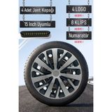 Nissan Jant Kapağı Seti 4 Adet 15" Inç Gri Siyah ( Micra Note Almira Qashqai Juke Primera Sunny ) R026 - Gri - Siyah - 15 inç