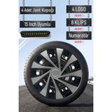 Nissan Jant Kapağı Seti 4 Adet 15" Inç Gri Siyah ( Micra Note Almira Qashqai Juke Primera Sunny ) R029 - Gri - Siyah - 15 inç