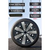 Nissan Jant Kapağı Seti 4 Adet 15" Inç Gri Siyah ( Micra Note Almira Qashqai Juke Primera Sunny ) R030 - Gri - Siyah - 15 inç