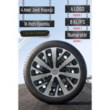 Nissan Jant Kapağı Seti 4 Adet 16" Inç Gri Siyah ( Micra Note Almira Qashqai Juke Primera Sunny ) R053 - Gri - Siyah - 16 inç
