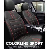 Nissan Presea 1990–1999 Colorline Sport Serisi Deri Siyah Kırmızı Koltuk Kılıfı - Modüler Standart - Siyah - Kırmızı