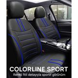 Nissan Presea 1990–1999 Colorline Sport Serisi Deri Siyah Mavi Koltuk Kılıfı - Modüler Standart - Siyah - Mavi
