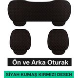 Nissan Presea 1990–1999 Uyumlu 3 Parça Kapitone Oturak Araba Koltuk Kumaş Siyah Kırmızı - Kaymaz | Trobus - Siyah - Kırmızı