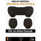 Nissan Primera (Ilk Nesil) 1990–2001 Uyumlu 3 Parça Kapitone Oturak Araba Koltuk Suni Deri Siyah Turuncu - Kaymaz | Trobus - Siyah - Turuncu