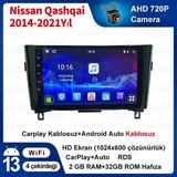 Nissan Qashqai 2014-2021 Yıl Android Sürüm 13 Kablosuz Carplay Navigasyon Multimedya 10 Inç Ekran 2Gb Ram 32Gb Rom Çerçeveli ve arka görüş kameralı