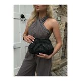 NİSSEA.CO Siyah Clutch Hasır Çanta