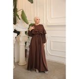 Nissra Ankanoor Acı Kahve Çift Fırfırlı Salaş Elbise ANKA255068 - Standart