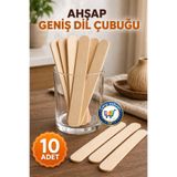 nistabolje 10 Adet Ahşap Geniş Dil Çubuğu Abeslang Dondurma Büyük Dil Basma Ağda Çubuk