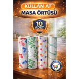 nistabolje 10 Adet Kullan At Masa Örtüsü Sıvı Geçirmez(1 RULO) Tek Kullanımlık 100x120 Cm Piknik Sofra Kağıdı