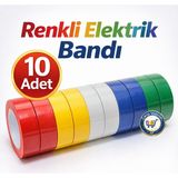 Nistabolje 10 Adet Renkli Elektrik Bandı İzole Bant Ofis ve Ev Kullanımına Uygun