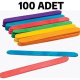Nistabolje 100 Adet Renkli Geniş Dil Çubuğu Abeslang 14 cm Hobi ve Okul Aktiviteleri İçin