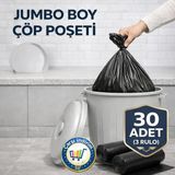 Nistabolje 10'lu x 3 Paket Jumbo Çöp Poşeti 75X90 cm Endüstriyel Battal Siyah Renk Sızdırmaz ve Ekonomik