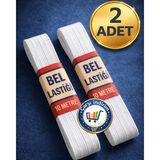 Nistabolje 2 Adet Yassı Beyaz Bel Paça Don Lastiği 20 Metre Polyester Malzeme